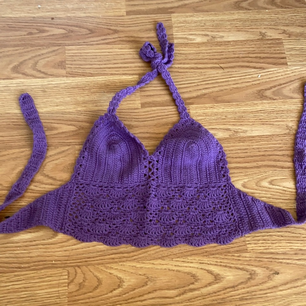 Crocheted cropped beach top in size M